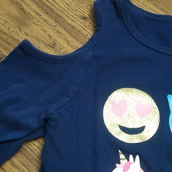 🩷 Carter's Girls Cold Shoulder Long Sleeve #Good Vibes Size 10/12 - Picture 4 of 5